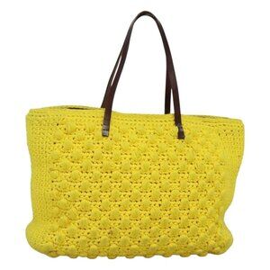 Authentic FENDI Shoulder Bag Wool Yellow